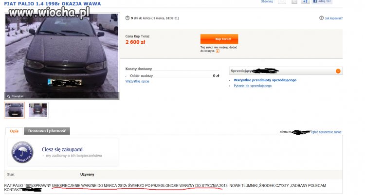 Ubespieczenie warzne, świerzo po przeglondzie.
