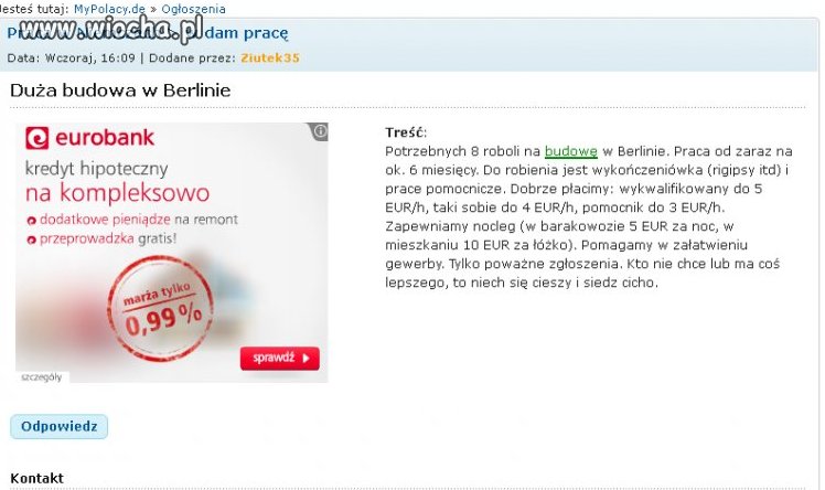Tak gdyby ktoś był zainteresowany pracą...
