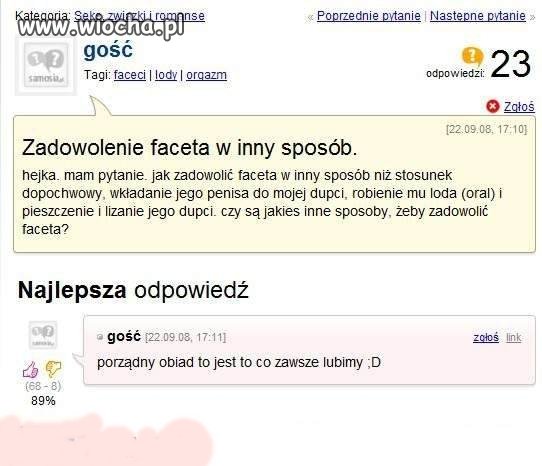 To co faceci, wolicie obiadek od sexu