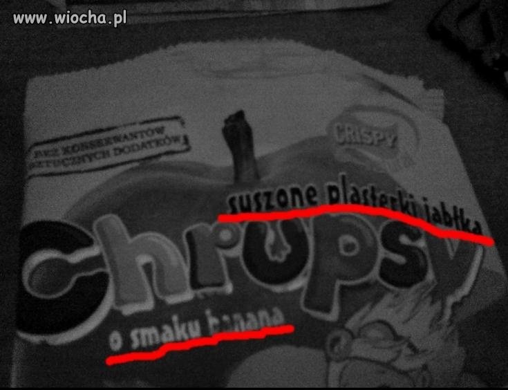 Suszone plasterki jabłka o smaku banana...