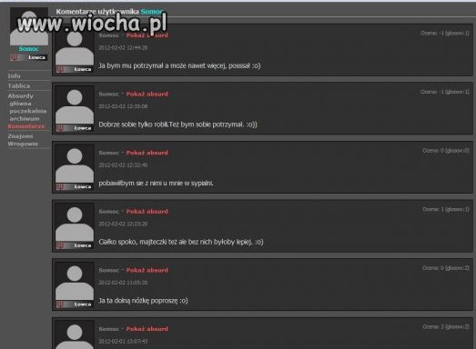 Komentarze jednego z użytkowników wiochy