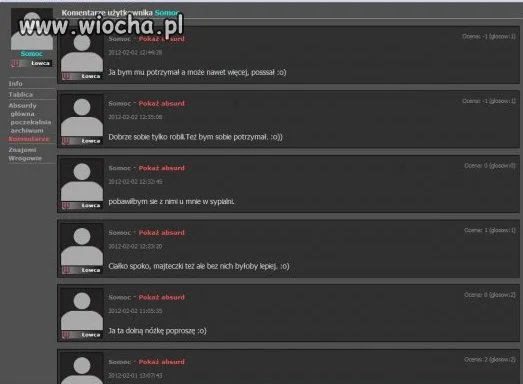 Komentarze jednego z użytkowników wiochy