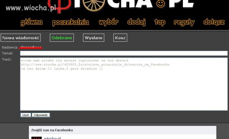 Tą wiadomość dostałam przed chwilą...
