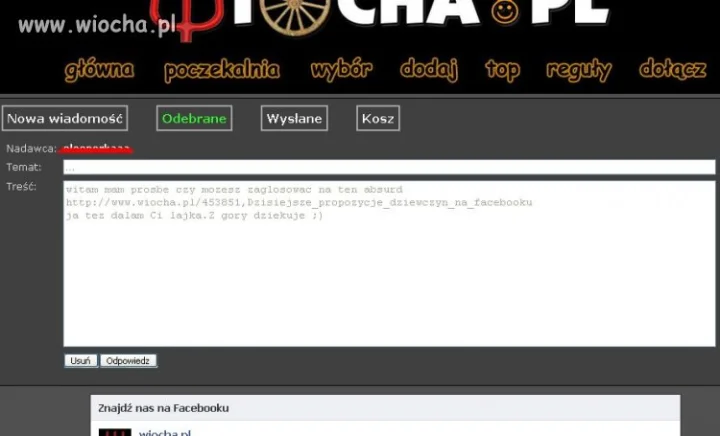 Tą wiadomość dostałam przed chwilą...