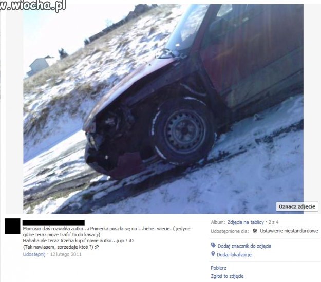 Mamusia rozwaliła samochód...