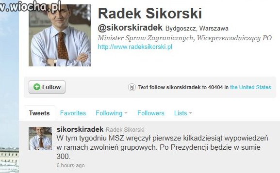 Sikorski cieszy się z ludzi wyrzucanych na bruk