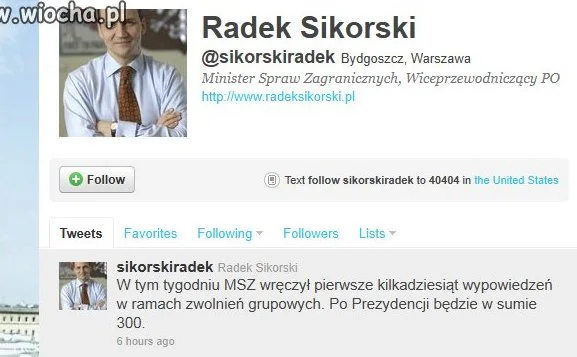 Sikorski cieszy się z ludzi wyrzucanych na bruk