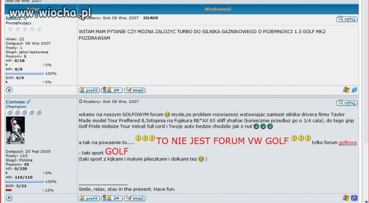 Pytanie o tuning na forum o golfie.
