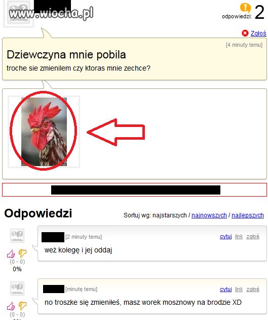 Dziewczyna go pobiła.
