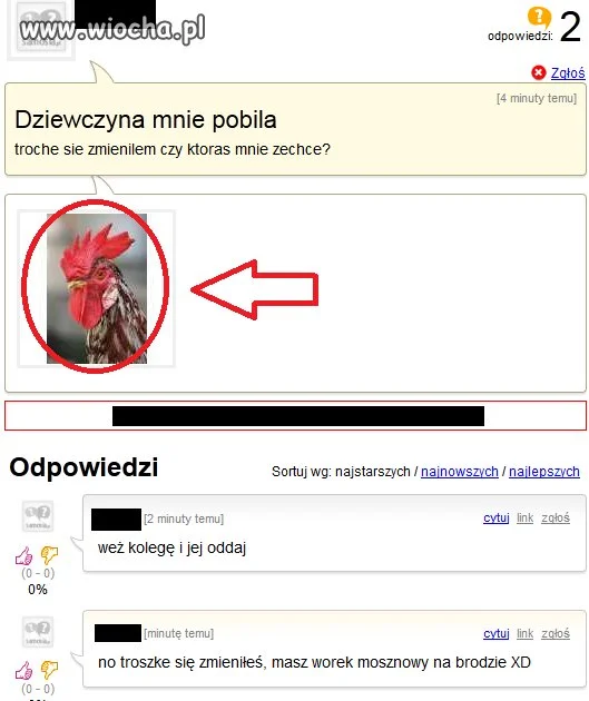 Dziewczyna go pobiła.