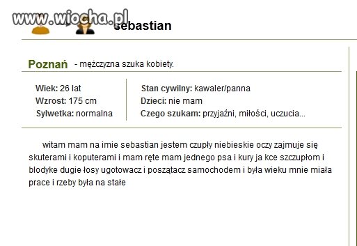 Ogłoszenie matrymonialne 