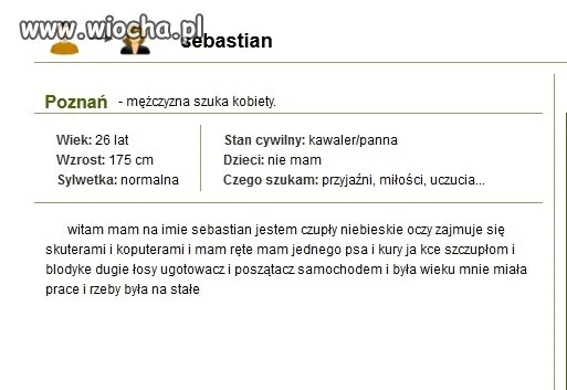 Ogłoszenie matrymonialne 