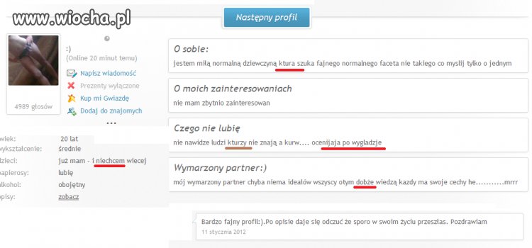 Młoda mamcia analfabetka...