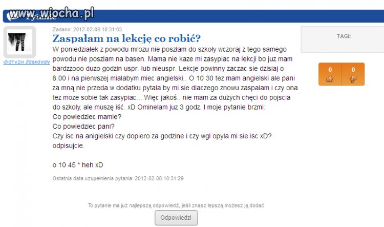 Zaspałam