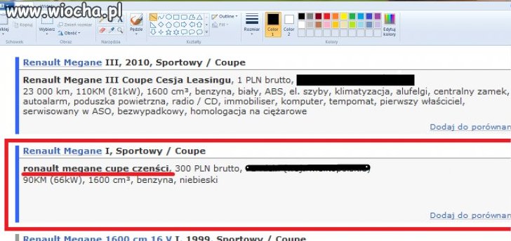 Sprzedaje swój samochód a nie wie jak się nazywa.