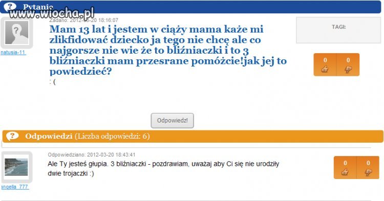 13 lat i rodzi dwie trójaczki 