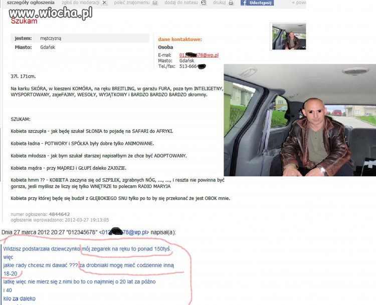 Przystojniak z zegarkiem za 150.000 zł szuka 