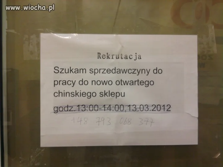 Chiński sklep poszukuje sprzedawczyny