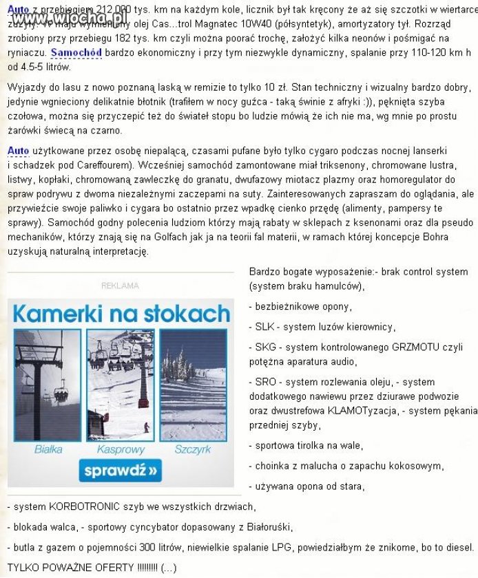Ogłoszenie dotyczące golfa 4