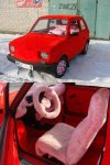 Pluszowy fiat 126 p z różową tapicerką