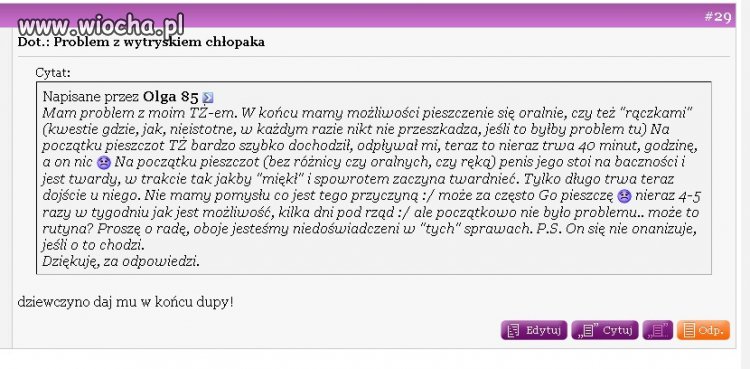 Problem z wytryskiem