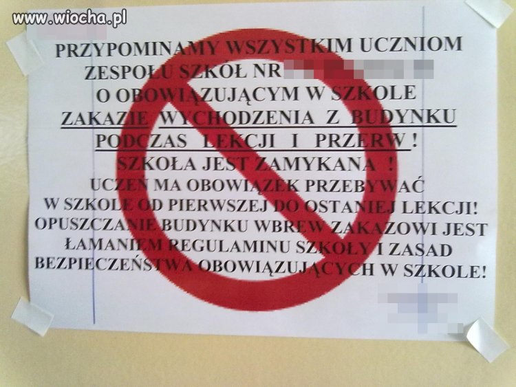 Więzienie uczniów w szkole