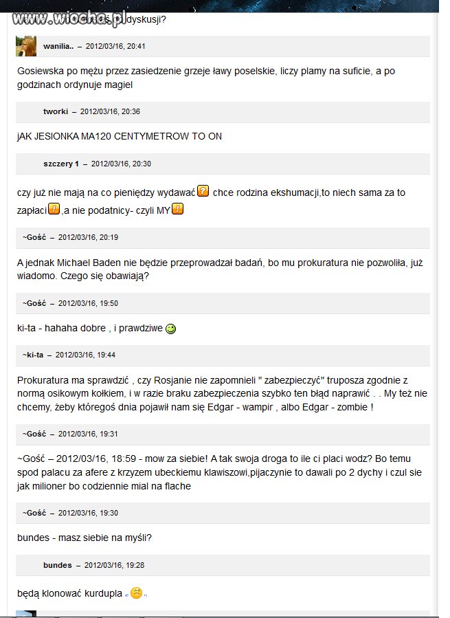 Oto fragment dyskusji na jednym z forów.