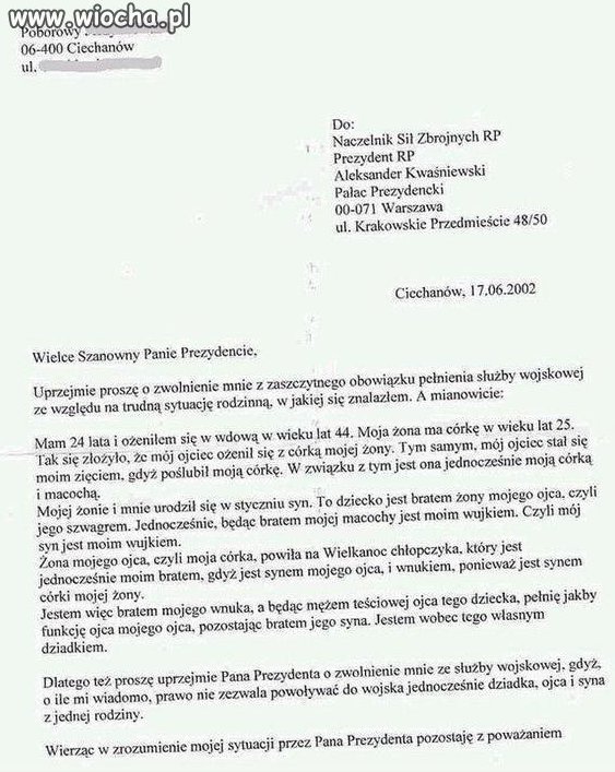 Jestem dziadkiem ojcem i synem...
