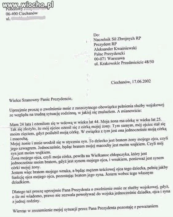 Jestem dziadkiem ojcem i synem...
