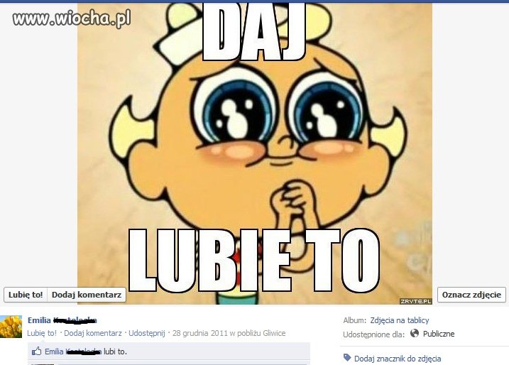 Żebrze o lajki i sama lajkuje