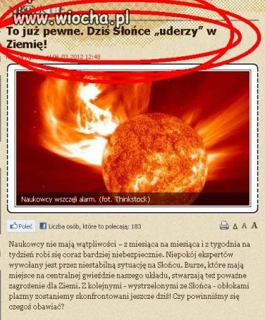 Dziś Słońce uderzy w ziemię?