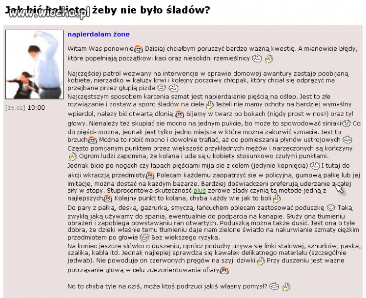 Samo bicie kobiet to już wieśniactwo