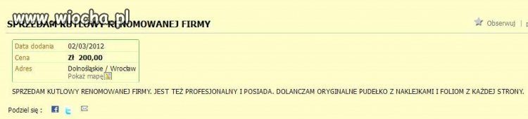 Przedmiot ogłoszenia bliżej nieznany
