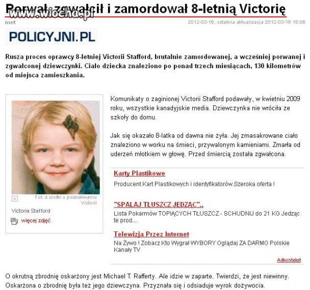 Porwał, zgwałcił i zamordował ośmiolatkę. 