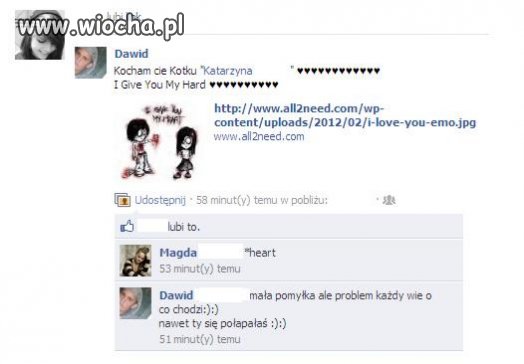 Wyzanie miłości na facebooku