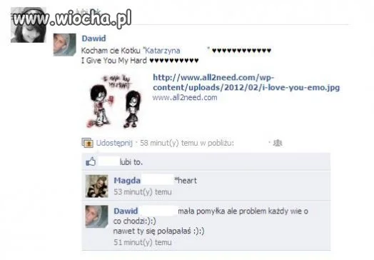 Wyzanie miłości na facebooku