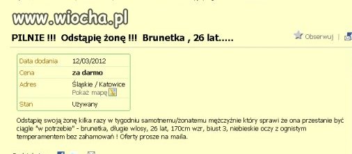 Odstąpię żonę...