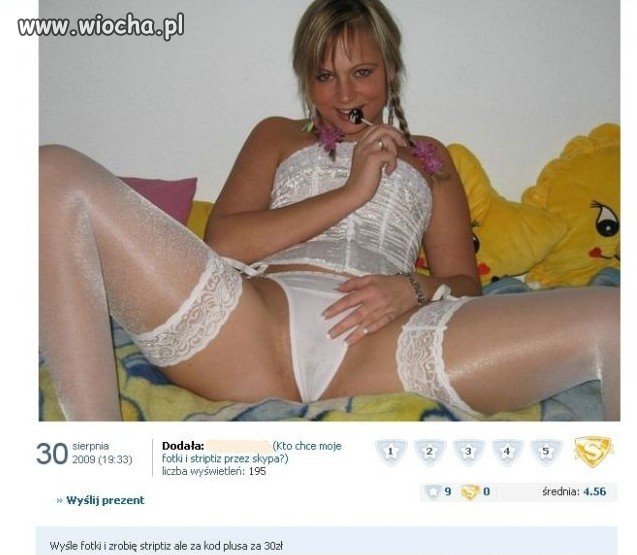 Dziewczyna zarabia na ciele.