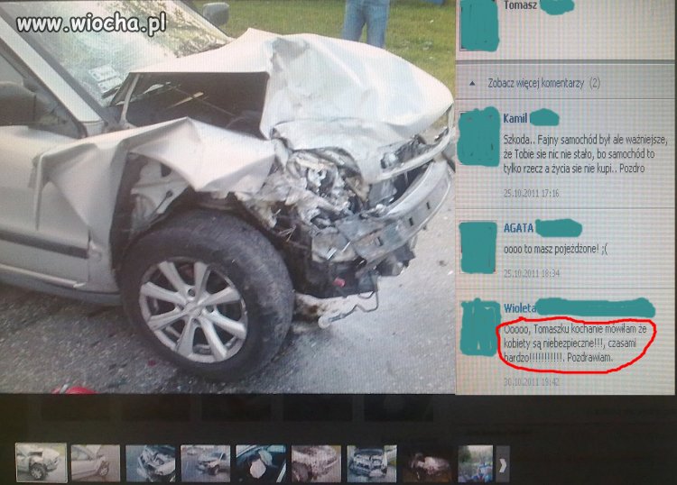 Nie ma to jak się chwalić rozwalonym samochodem.
