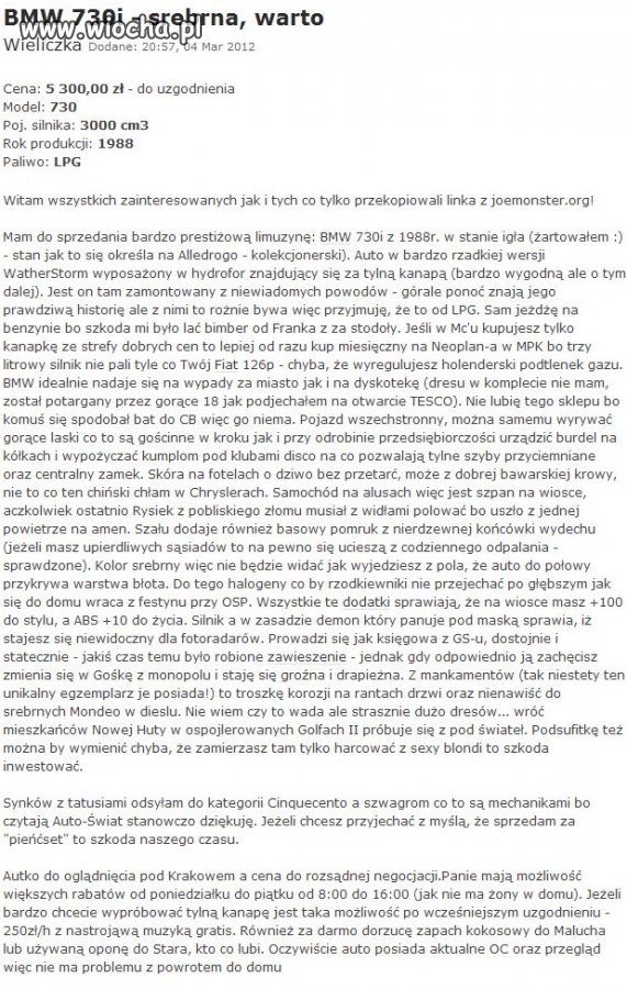 Dobrze napisane ogłoszenie...