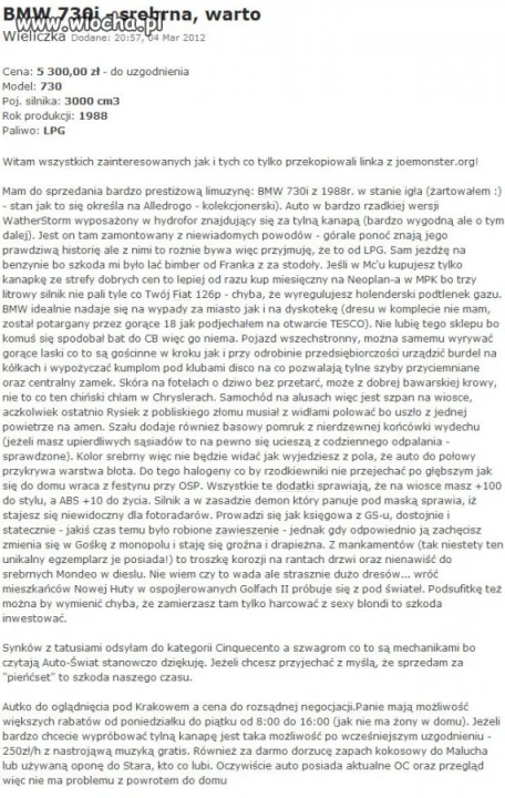 Dobrze napisane ogłoszenie...