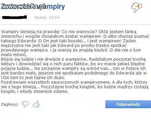 Chyba za dużo Zmierzchu się naoglądała