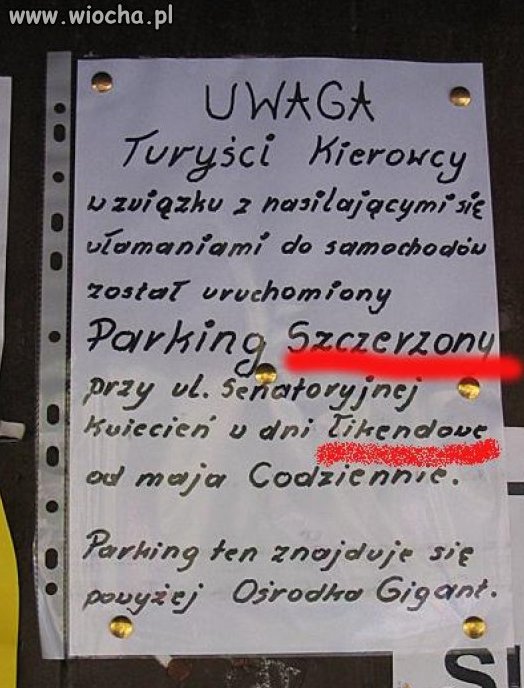 WySZCZERZONY Parking