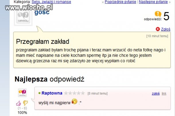 Przegrała zakład...