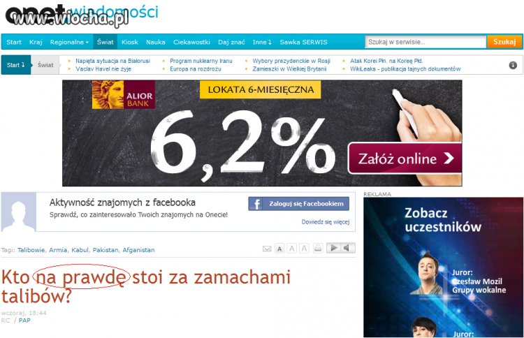 Artykuł nie powinien zawierać błędów i to w tytule