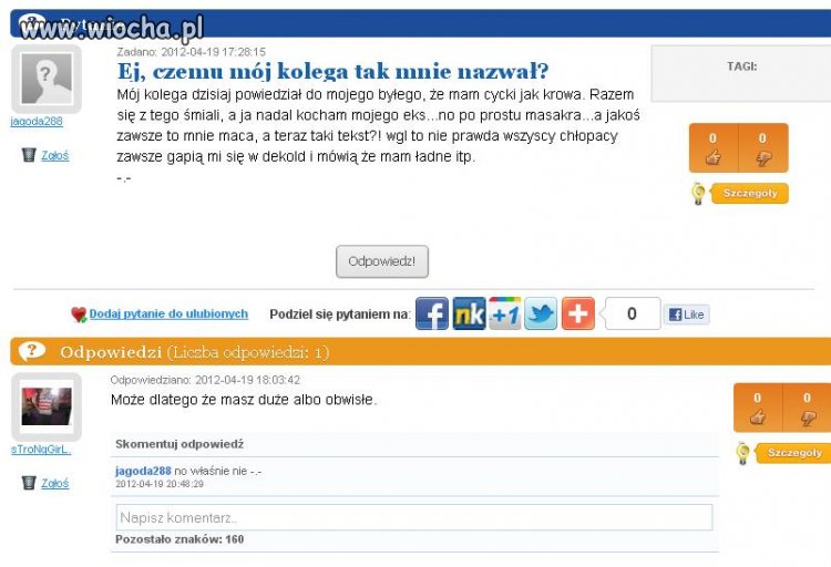 Hmm...dlaczego powiedział, że mam cycki jak krowa?