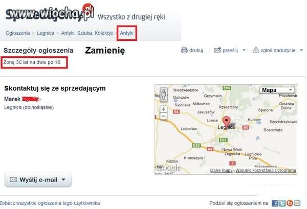 Zamienię żone na dwie (dział antyki)