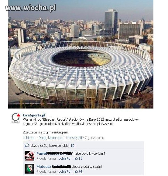 Ciekawe kryteria oceniania polskich stadionów