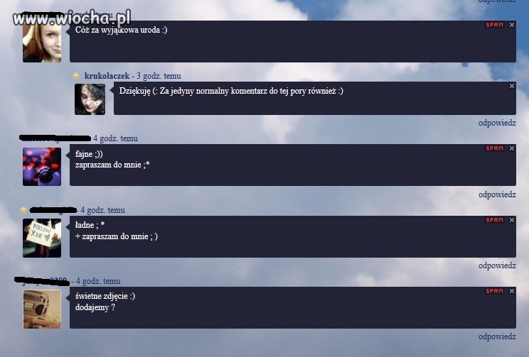 Na razie standardowo: fajne +zapraszam do mnie