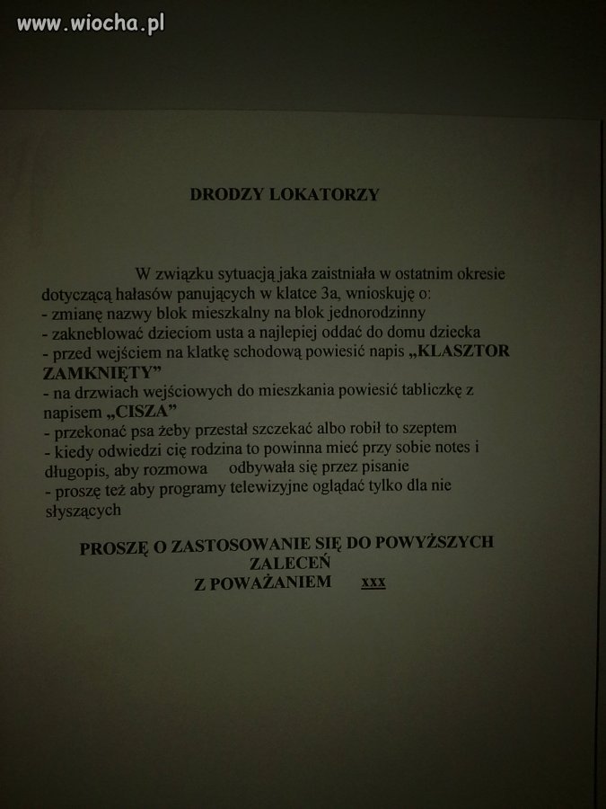 Drodzy lokatorzy 